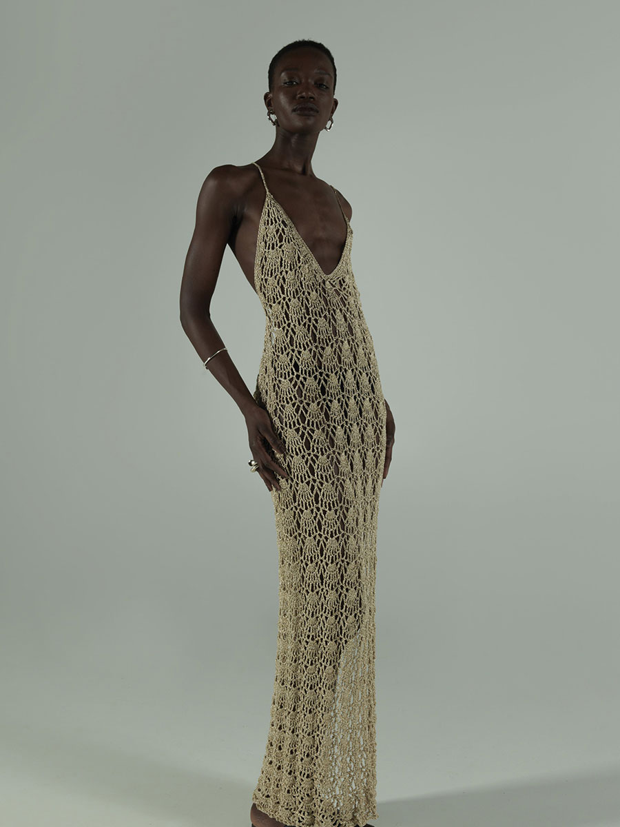 Shell Deep V Triangle Backless Dress • Handmade Crochet