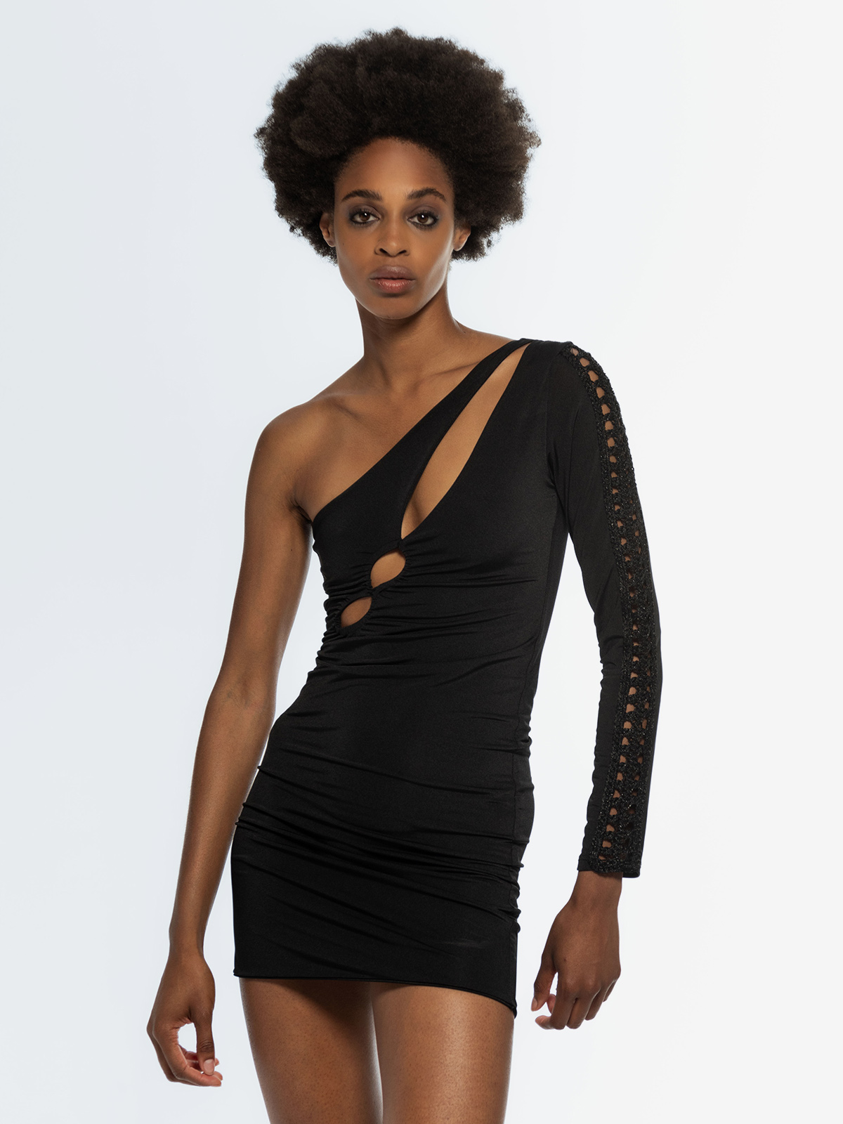 One Shoulder 3cut Mini  Dress