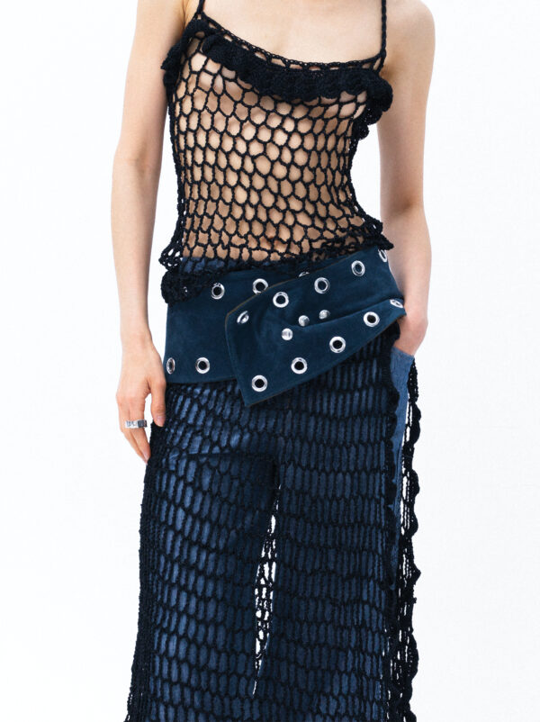 leather belt, wide denim belt, eyelet belt, studded denim belt, statement belt, women's denim accessory, wraparound belt